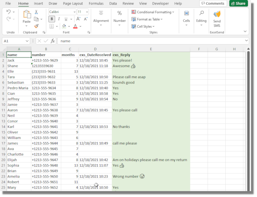 Receiving SMS Replies to Spreadsheet Replies received to your spreadsheet