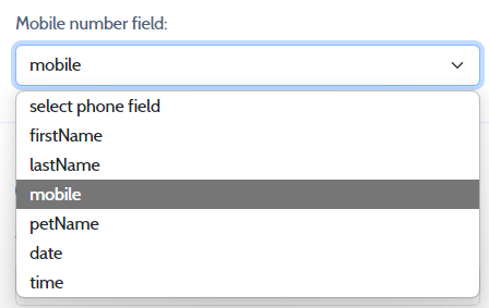 Choosing the mobile number field