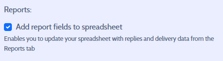 The Add report fields to spreadsheet option